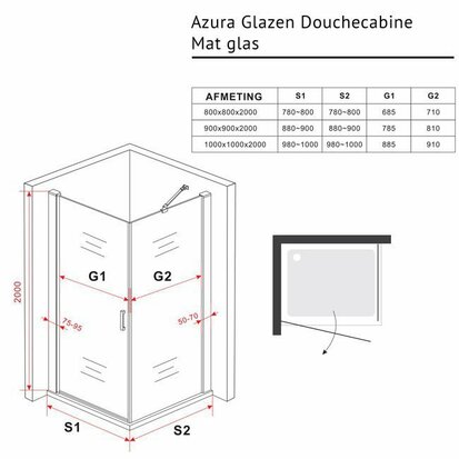 Douchecabine Fentini Glazen Douchecabine - Draaideur 8mm Mat Glas Vierkant