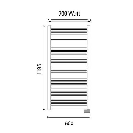 Designradiator Elina 118.5x60cm 700 Watt Elektrisch Mat Zwart