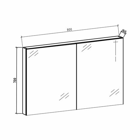 Spiegelkast Fentini 80x70x16cm Walnoot