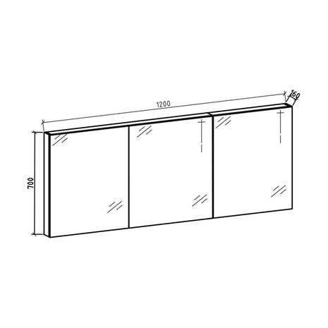 Spiegelkast Fentini 120x70x16cm Walnoot