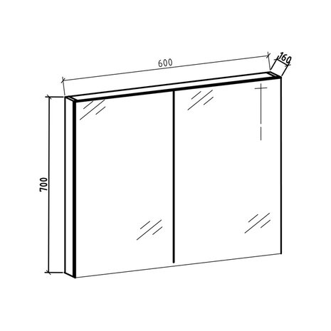 Spiegelkast Fentini 60x70x16cm Mat Grijs Spaanplaat 