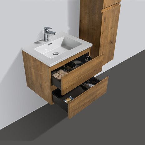 Badkamermeubel Set Florence Hangend Mat Eiken 