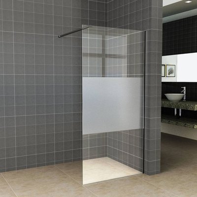 Inloopdouche Antikalk Helder/Mat Glas 8mm Mat Zwart Veiligheidsglas