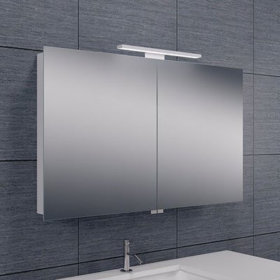 Spiegelkast Todd 100x60x14cm Aluminium LED Verlichting Stopcontact Binnen en Buiten Spiegel Glazen Planken