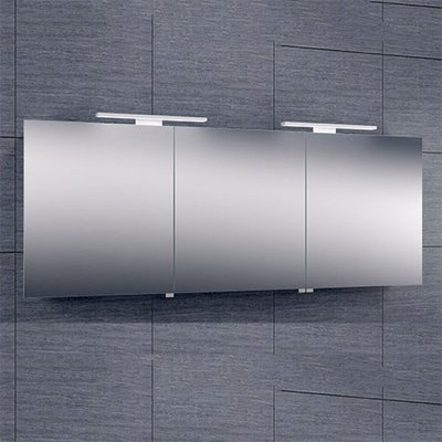 Spiegelkast Left 160x60x14cm Aluminium LED Verlichting Stopcontact Binnen en Buiten Spiegel Glazen Planken