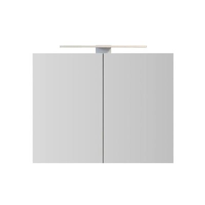 Spiegelkast Po 80x60x14cm Aluminium LED Verlichting Stopcontact Binnen en Buiten Spiegel Glazen Planken
