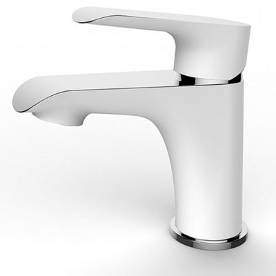 Wastafelkraan Rona Opbouw Laag Mengkraan Rond Chroom/Wit 1 Greeps