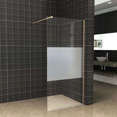 Inloopdouche Antikalk Helder/Mat Glas 8mm Geborsteld Goud Veiligheidsglas